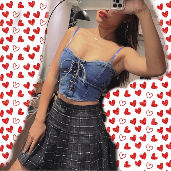 New! Tie front denim top! - Picture 5 of 5